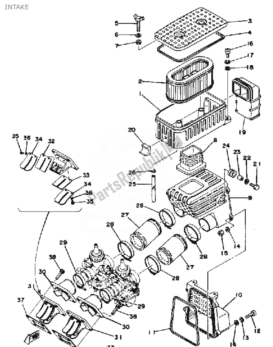 Order intake spareparts for the Yamaha RD 400 at